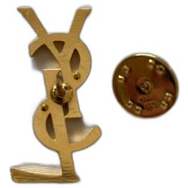 Spilla Yves Saint Laurent Arty Logo Monogramma Oro D'oro