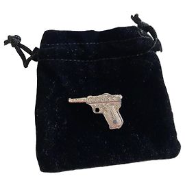 Yves Saint Laurent Revolver Brosche Silberfarben Metall Silber