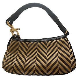 Borsa a mano Escada nera e dorata con manico in pelle Nero