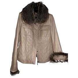 Burberry Brit Leather Jacket Beige Beige