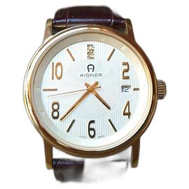 Relógio de quartzo Aigner Linate, ref. A32100 Swiss Made Dourado Castanho escuro