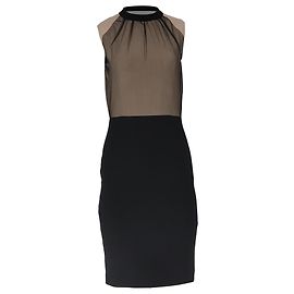 Vestido Midi com Acento em Malha MSGM em Preto e Neutros em Viscose Preto