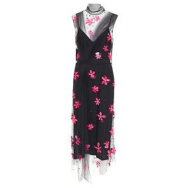 Robe midi en tulle floral Prada Runway Noir