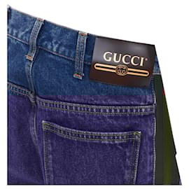 Gucci-Gucci Cotton Web Trim Straight Leg Jeans-Blue