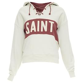 Saint Laurent-Saint Laurent 2022 Logo Crop Hoodie-Brown,Beige