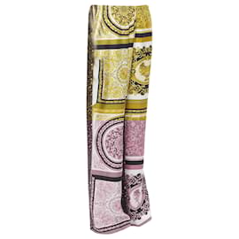 Versace-Calças Relaxadas de Leopardo Barocco Mosaico Versace-Dourado,Metálico