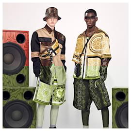 Versace-Calças Relaxadas de Leopardo Barocco Mosaico Versace-Dourado,Metálico