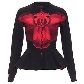 Alexander McQueen 2023 Orchid Peplum Cardigan Schwarz