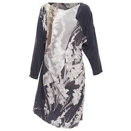 Florales Drapé-Kleid Dries Van Noten 2009 Schwarz