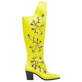 Christian Louboutin Morgan Fleur Satin Western Boots Yellow