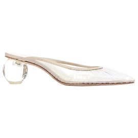 Cult Gaia Alia Clear Vinyl Leather Mules White