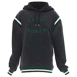 Saint Laurent-Saint Laurent 2022 Logo Varsity Hoodie-Green