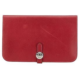 Portefeuille long en cuir Dogon GM d'Hermès Rouge