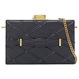 Oscar De La Renta Alibi Minaudiere Box Clutch Black