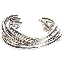 Bracciale Cuff Slimane Twist di Saint Laurent Argento Metallico