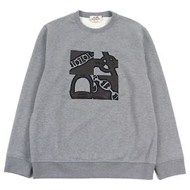 Sweatshirt en cuir Metallerie au Carré d'Hermès Marron Gris