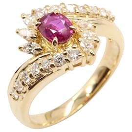 Autre Marque-Au750 Ruby Diamond Ring-Red
