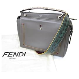 Bolsa de ombro em couro de python Fendi Dotcom Marrom