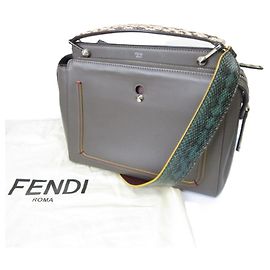 Sac à bandoulière en cuir python Fendi Dotcom Marron