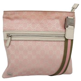 Borsa Tote GG Canvas Sherry Line Gucci Rosa Argento 145809 Auth 141943 Argento Rosa