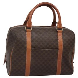 Céline Bolsa de mão em lona Macadam CELINE em couro PVC marrom dourado Auth 142031 Marrom Dourado