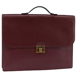 CARTIER Borsa da lavoro Must Line Pelle Bordeaux Oro Auth BA5701 D'oro Bordò