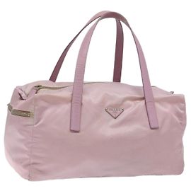 Borsa Boston PRADA in nylon rosa argento Auth 141532 Argento Rosa