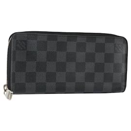 Louis Vuitton-LOUIS VUITTON Damier Graphite Zippy Wallet Vertical N63095 LV Auth 140764-Damier ebene