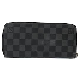 Louis Vuitton-LOUIS VUITTON Damier Graphite Zippy Wallet Vertical N63095 LV Auth 140764-Damier ebene