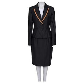 Christian Dior Black Wool Pinstripe Suit Sz. FR44 / XXL Black