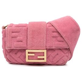 Cinto Baguette Conversível Fendi em Toalha Rosa Embossada FF 1974 Rosa