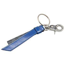 Chaveiro de metal e couro Zucca FENDI Prata Azul
