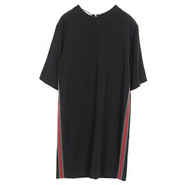 Gucci Web Stretch Viskosekleid Schwarz Rot Grün