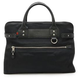 Gucci Web Loop Nylon Canvas Aktentasche Schwarz