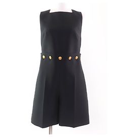 Louis Vuitton Overall Button-waist Mikado Wool Playsuit Black
