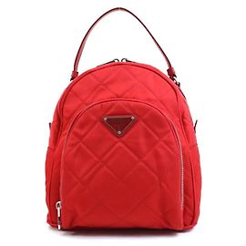Prada Quilted Nylon and Leather Backpack Red
