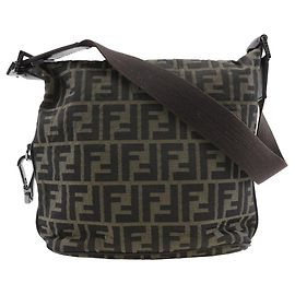 Borsa a spalla Fendi Logo Zucca Zucca Marrone