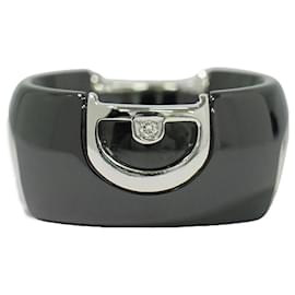 Anillo D Icon Damiani K18 (Oro Blanco), cerámica y diamante Negro