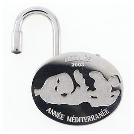 Hermès Collana Charm Cadena Annee Mediterranee in Metallo e Metallo Argento