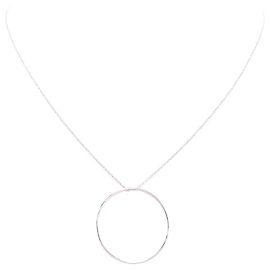 COLAR GINETTE NY CÍRCULO BRANCO NA CORRENTE CCE001G EM OURO BRANCO 18K Prata