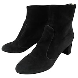 Louis Vuitton-LOUIS VUITTON ANKLE BOOTS 39 IN BLACK SUEDE DEER SHOES-Black