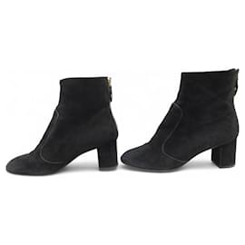 Louis Vuitton-LOUIS VUITTON ANKLE BOOTS 39 IN BLACK SUEDE DEER SHOES-Black