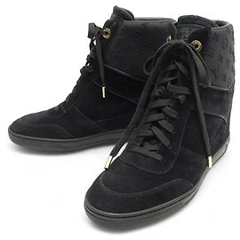 CHAUSSURES BASKETS TALONS COMPENSES LOUIS VUITTON MONOGRAM 39.5 DAIM SHOES Noir