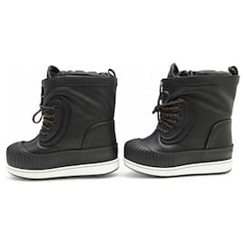 Louis Vuitton-NEW LOUIS VUITTON 1A8C08 SLALOM FLAT HALF BOOTS MONOGRAM 40 SNOW-Black