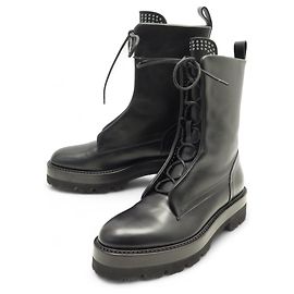 Alaïa NEW ALAIA RANGERS COMBAT BOOTS P00635018 IN BLACK LEATHER SIZE 39 Black
