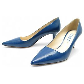 NEUE PRADA SAFFIANO LEDER PUMPS BLAU 37.5 IT 38.5 FR SCHUHE Blau