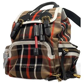 BURBERRY Nova Check Backpack Canvas Brown Black White Red Beige
