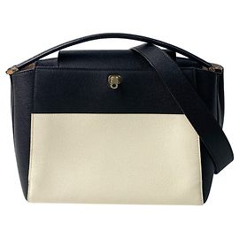 Valextra Women's Brera 2-way Shoulder Bag/Handbag Black Cream