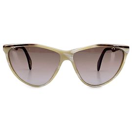 Óculos de sol de plástico vintage Gianni Versace Marrom Bege
