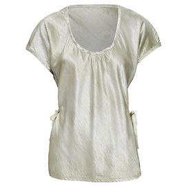 PRADA Linea Rossa Vintage silver silk blend lame scoop neck side ties top IT40 M Silvery Metallic